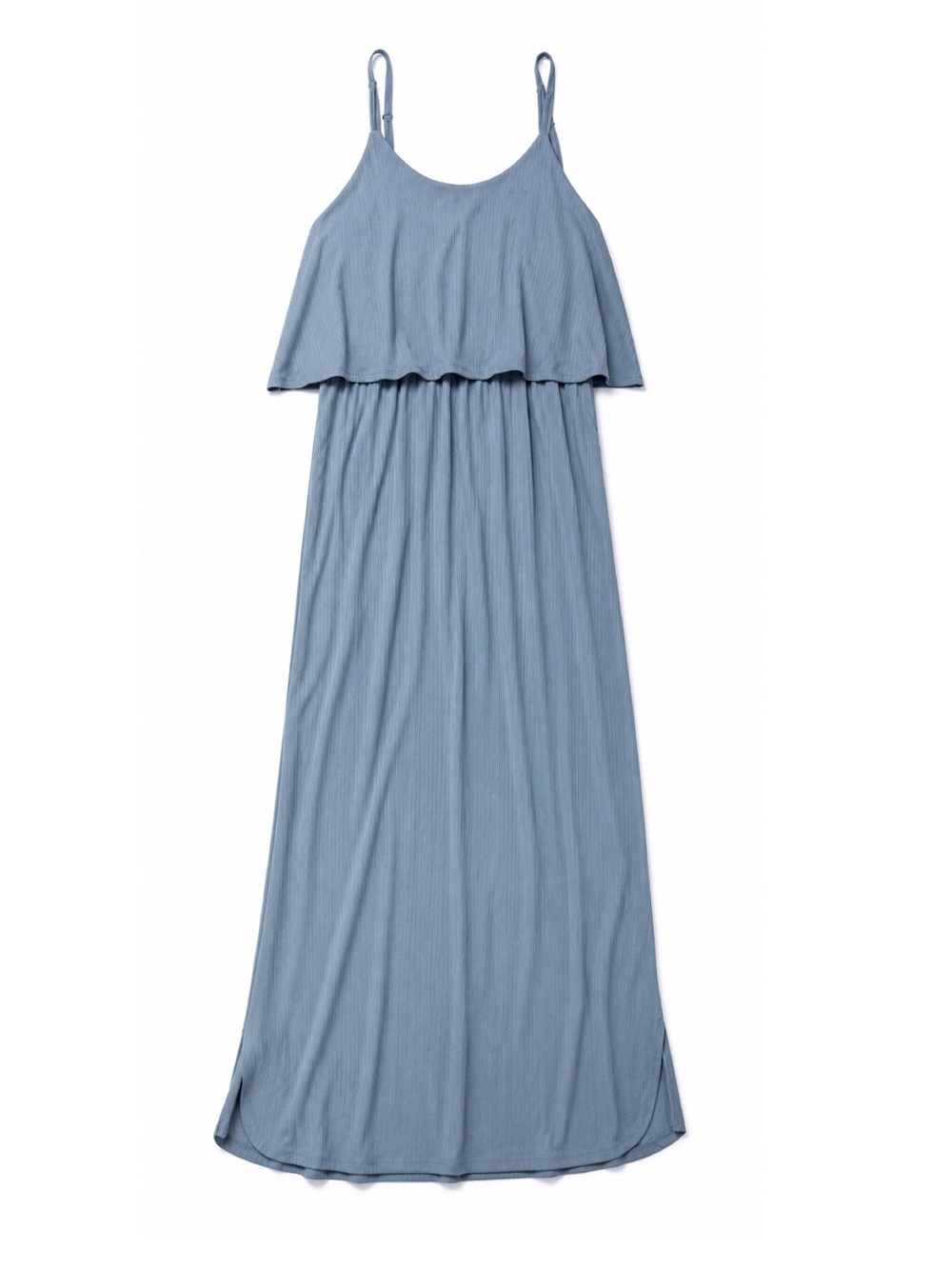 Zelvana Blue Ribbed Maxi Dress Women’s Large Sleeveless Flowy Midi Maxi Dress